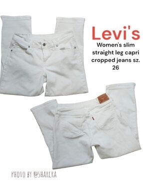 Levi's Red Tab Women's white denim jeans cropped capri pants  26